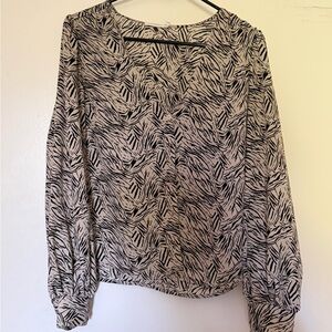Lush Zebra Print Blouse in Black and Cream